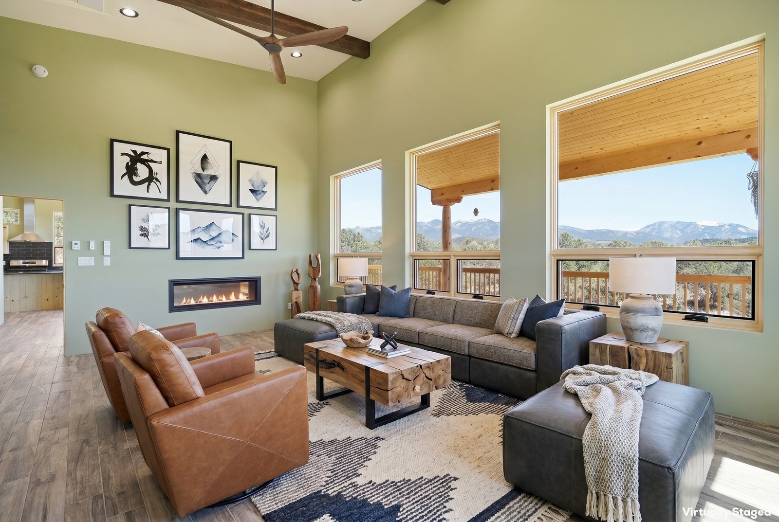 Virtually staged living room